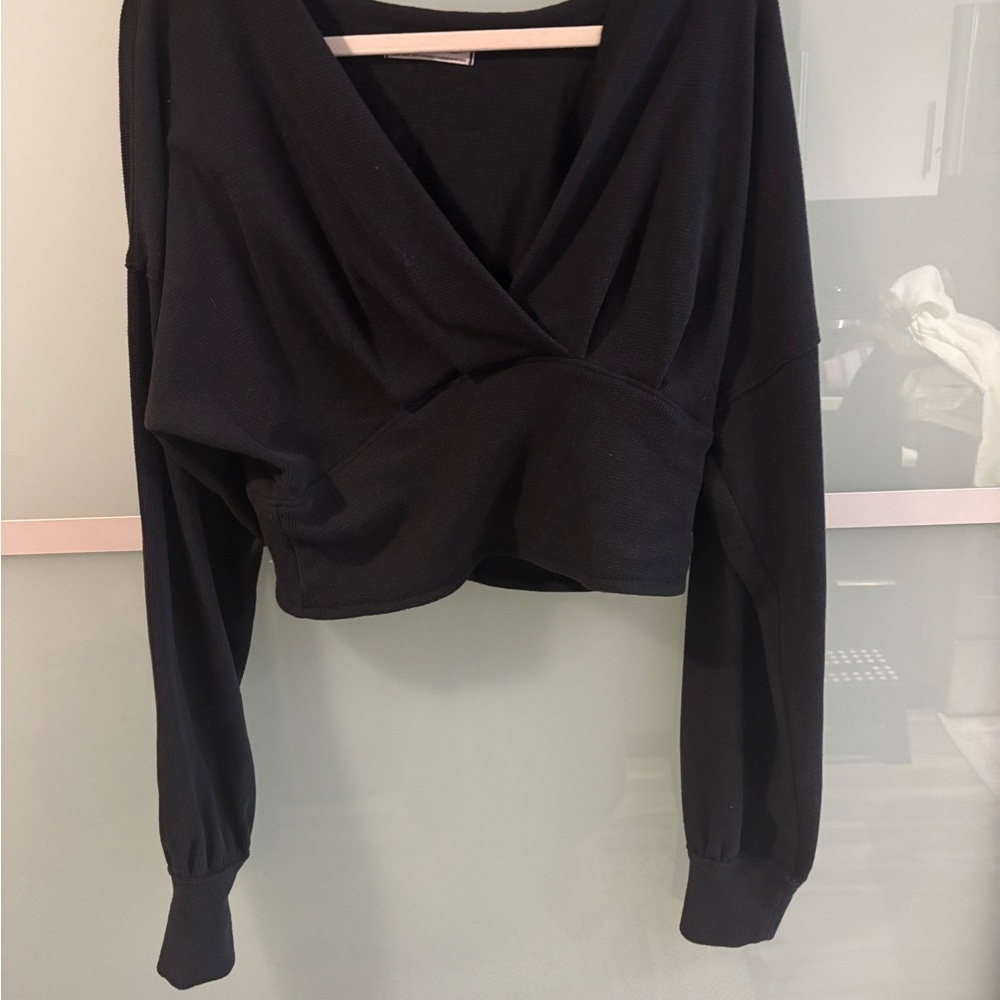 Free People Black Long Sleeve Blouse